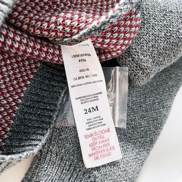 Miles the Label Baby Sweater Grey Red Fair Isle Buttons Size 24 Months Toddler - Picture 3 of 7